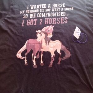 "I Wanted A Horse My Husband Didn't" Women's Xlg T-shirt w NEW EARRINGS